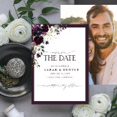 Paarse Floral Script Photo Weddenschap Save the Da Save The Date