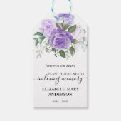 Paarse "Floral Seed Packet Memorial" Cadeaulabel (Voorkant)