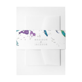 Paarse Floral & Silver Confetti bruiloft uitnodigi Uitnodigingen Wikkel