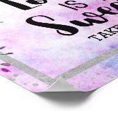 Paarse Floral & Silver Confetti Love is Sweet Poster (Hoek)