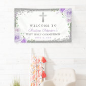 Paarse Floral Silver First Heilige Communauteit We Spandoek (Insitu)