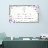Paarse Floral Silver First Heilige Communauteit We Spandoek (Beurs)