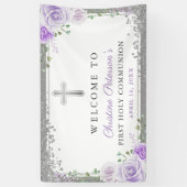 Paarse Floral Silver First Heilige Communauteit We Spandoek (Verticaal)