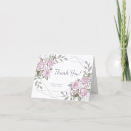 Paarse Floral Silver Glitter Bedankkaart