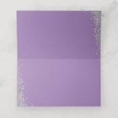 Paarse Floral Silver Glitter First Heilige Communi Plaatskaartje (Binnenkant ongevouwen)