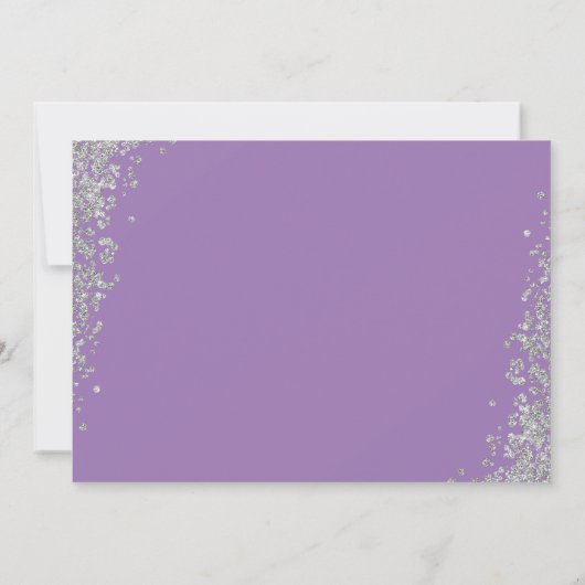 Paarse Floral Silver Glitter Girl Baptisme Foto Kaart (Achterkant)