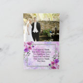 Paarse Floral & Silver Lijst bruiloft dank u Bedankkaart (Binnen)