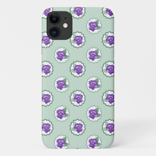Paarse Floral Simple Pattern Calico Modern Case-Mate iPhone Case (Achterkant)
