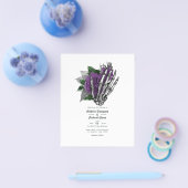 Paarse Floral Skeleton Gothic Wedding Invitation Flyer (Enkel)