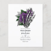 Paarse Floral Skeleton Gothic Wedding Invitation Flyer (Voorkant)
