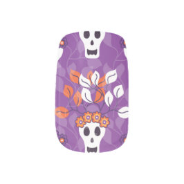 PAARSE FLORAL SKULL Halloween minx nagelkunst