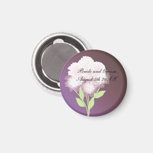 Paarse Floral sla de datum op Magneet (Voorkant / Achterkant)