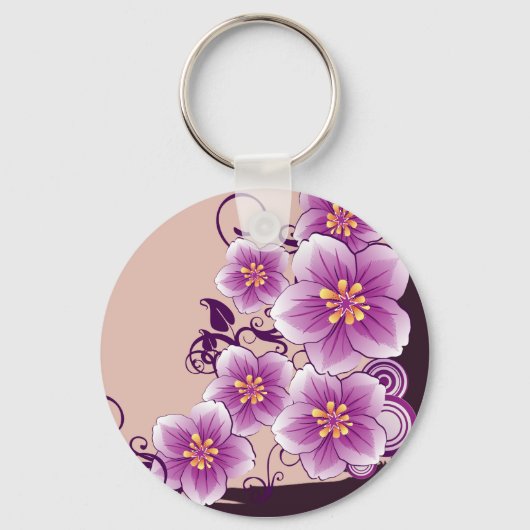 Paarse Floral Sleutelhanger (Voorkant)
