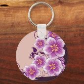 Paarse Floral Sleutelhanger (Voorkant)