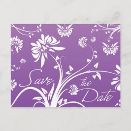 Paarse Floral sparen de Briefkaarten van de Datum