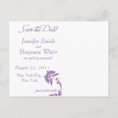 Paarse Floral sparen de Briefkaarten van de Datum (Achterkant)