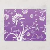 Paarse Floral sparen de Briefkaarten van de Datum (Voorkant)