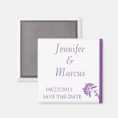 Paarse Floral sparen de Datum Magnet (Voorkant / Achterkant)