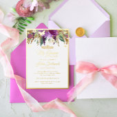 Paarse Floral Sparking Amethyst Quinceanera Folie Uitnodiging
