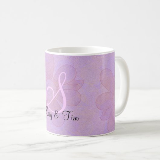 Paarse Floral Splendor- Monogram: KoffieMok (Voorkant rechts)