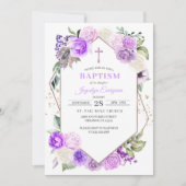 Paarse Floral Spring Baptism Kaart (Voorkant)