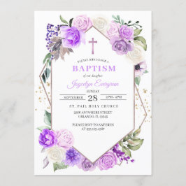 Paarse Floral Spring Baptism Kaart