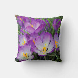 Paarse Floral Spring Crocus Flowers Pillow Kussen