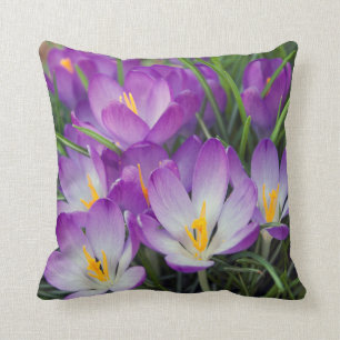 Paarse Floral Spring Crocus Flowers Pillow Kussen