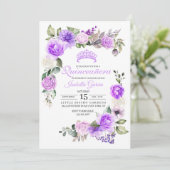 Paarse Floral Spring Quinceanera Birthday Invitati Kaart (Staand voorkant)