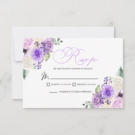 Paarse Floral Spring Wedding RSVP Enclosure Card Kaartje