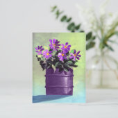 Paarse Floral stille levens Briefkaart (Staand voorkant)