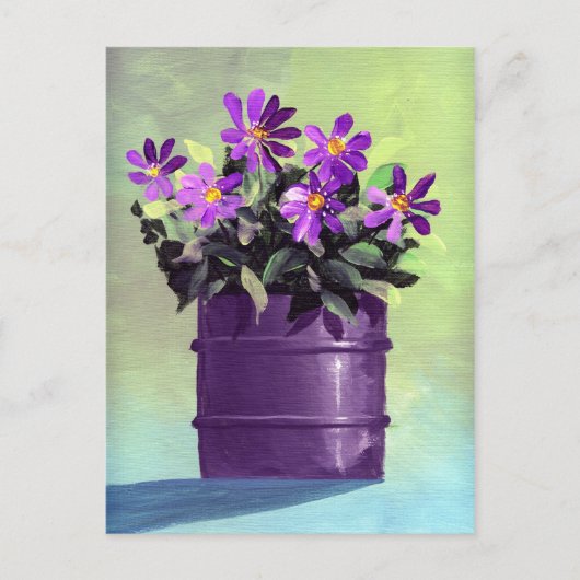 Paarse Floral stille levens Briefkaart (Voorkant)
