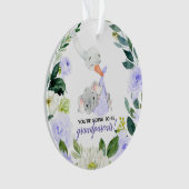 Paarse Floral Stork je wordt grootouder Ornament (voorkant)