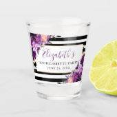 Paarse Floral Striped Bachelorette Party Shot Glas (Voorkant)