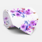 Paarse Floral Stropdas (Opgerold)