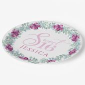 Paarse Floral Sweet 16 Papieren Bordje (Gekanteld)