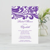 Paarse Floral Swirl Bridal Shower Kaart (Staand voorkant)