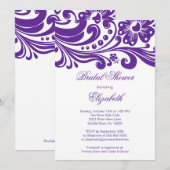 Paarse Floral Swirl Bridal Shower Kaart (Voorkant / Achterkant)