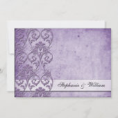 Paarse  Floral Swirl Wedding Invitation Kaart (Achterkant)