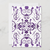 Paarse Floral Swirl Wedding of Bridal Invites 3455 Kaart (Achterkant)