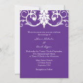 Paarse Floral Swirls Magnetic Wedding Invitae Magnetische Uitnodiging (Voorkant)