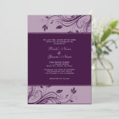 Paarse Floral Swirls Weddenschap Kaart (Staand voorkant)