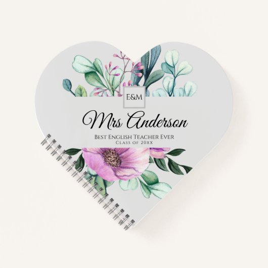 Paarse Floral-Trekker Cadeautje - Benaming class J Notitieboek (Voorkant)