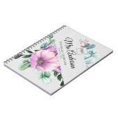 Paarse Floral-Trekker Cadeautje - Benaming class J Notitieboek (Linkerzijde)