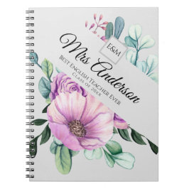 Paarse Floral-Trekker Cadeautje - Benaming class J Notitieboek