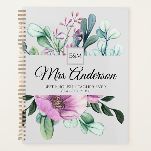 Paarse Floral-Trekker Cadeautje - Benaming class J Planner (Voorkant)