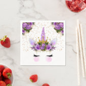 Paarse Floral Unicorn Princess Servet (Insitu)