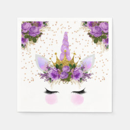 Paarse Floral Unicorn Princess Servet