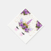 Paarse Floral Unicorn Princess Servet (Hoek)