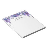 Paarse Floral van het bureau van, gepersonaliseerd Notitieblok (Schuin)